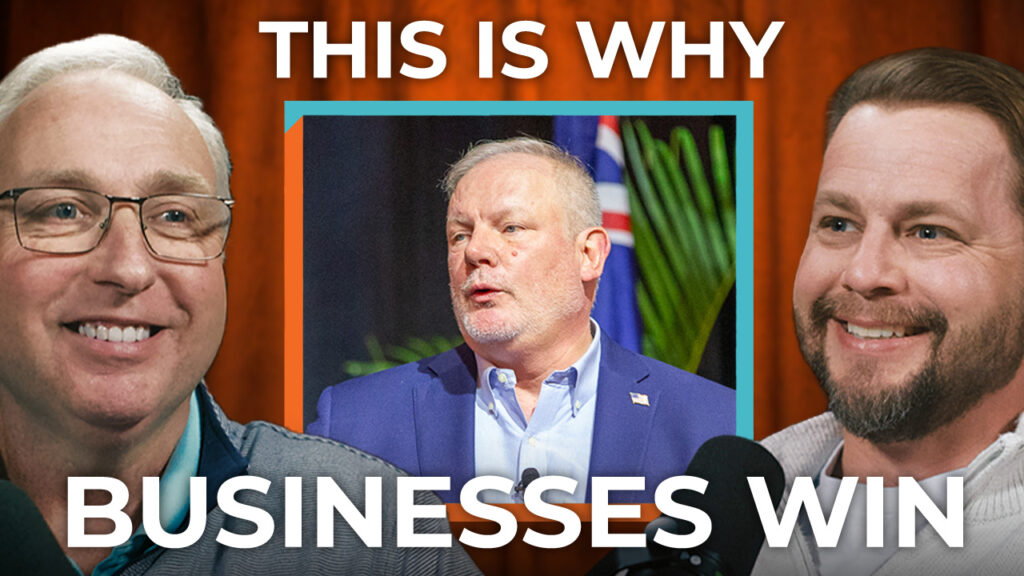 Three men smile. Text above and below them reads: "This Is Why Building Businesses from the Ground Up Wins.