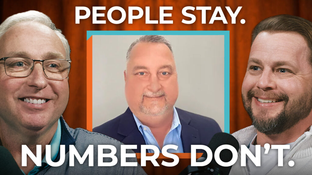 Three smiling men stand together. The text "People Stay. Numbers Don't." overlays the image, showing Bubba Thurman’s skilled HVAC and Plumbing team.