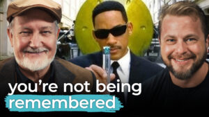 Three men stand as the center one holds a memory eraser. Text says, "you're not being remembered." Inconsistent branding erases your brand from customers' minds.